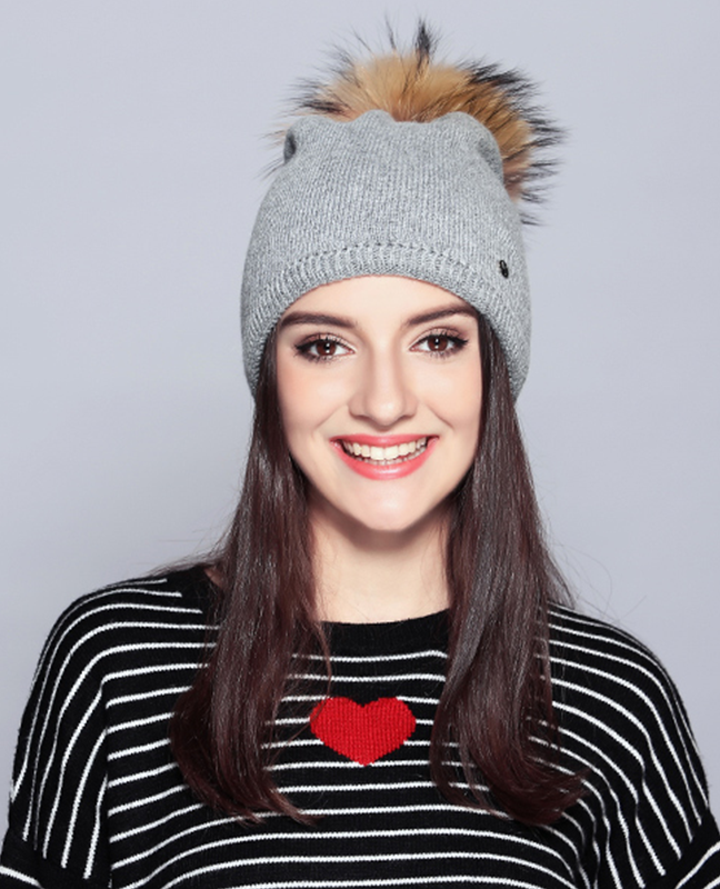 Elegant Raccoon Fur Double Layer Beanie Elegant Raccoon Fur Double Layer Beanie