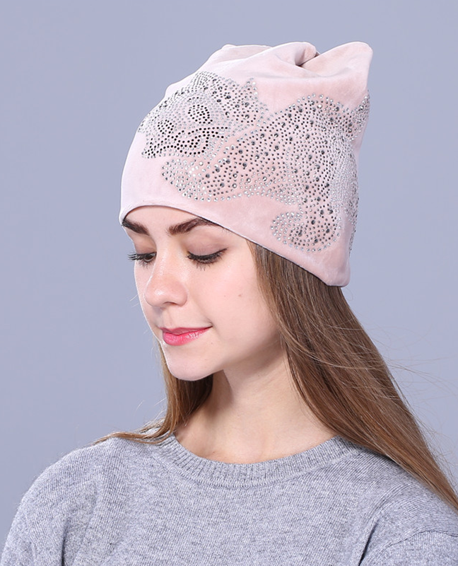 Rhinestone kitty Flannelette beanie Rhinestone kitty Flannelette beanie