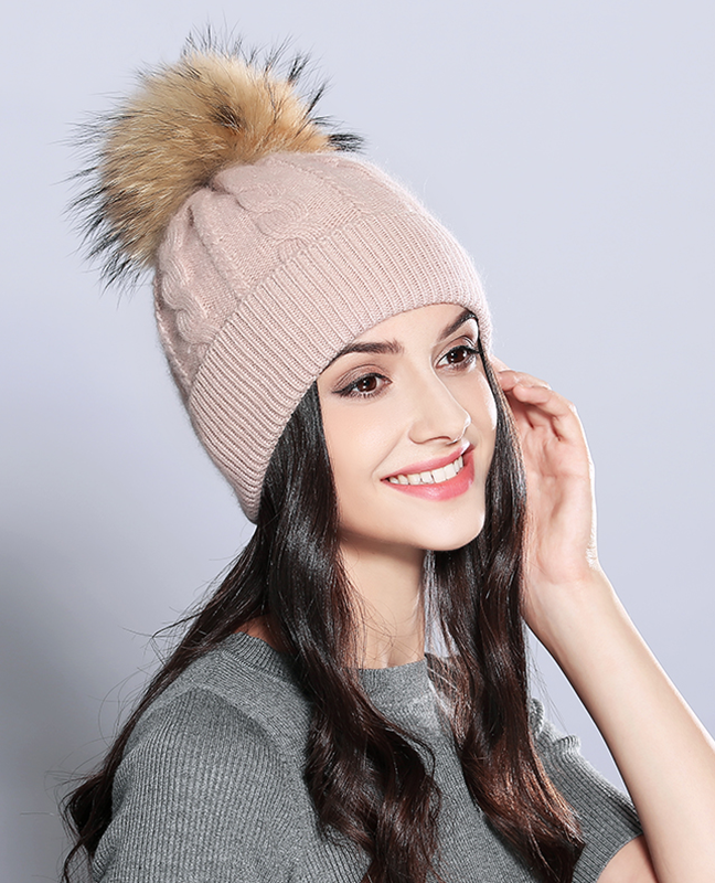 Raccoon Fur Knitted Beanie Raccoon Fur Knitted Beanie